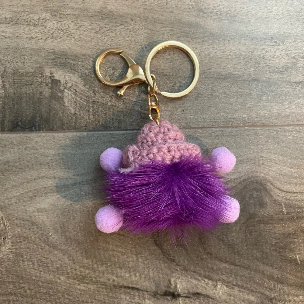 NEW Fuzzy Purple Monster Decorative Bag Charm / Keychain - Non-Branded